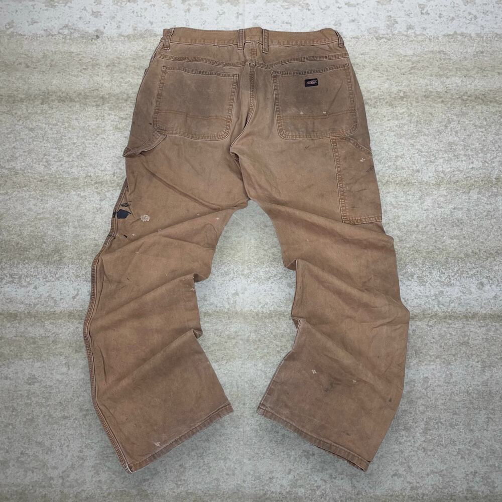 Vintage 90s Dickies Carpenter Pants 34x32 Baggy Fit Camel Tan Canvas Dungarees
